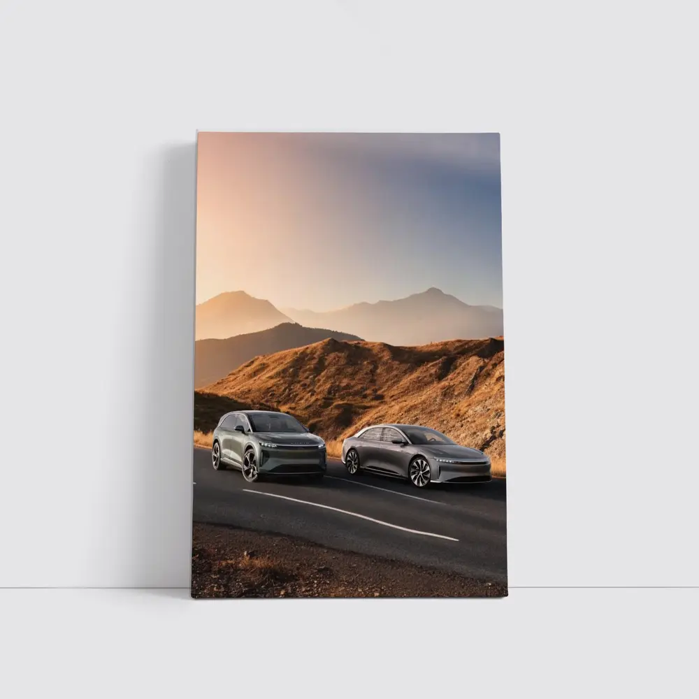 Lucid Air Gravity Duo Mountain Road Sunset – Wall Art