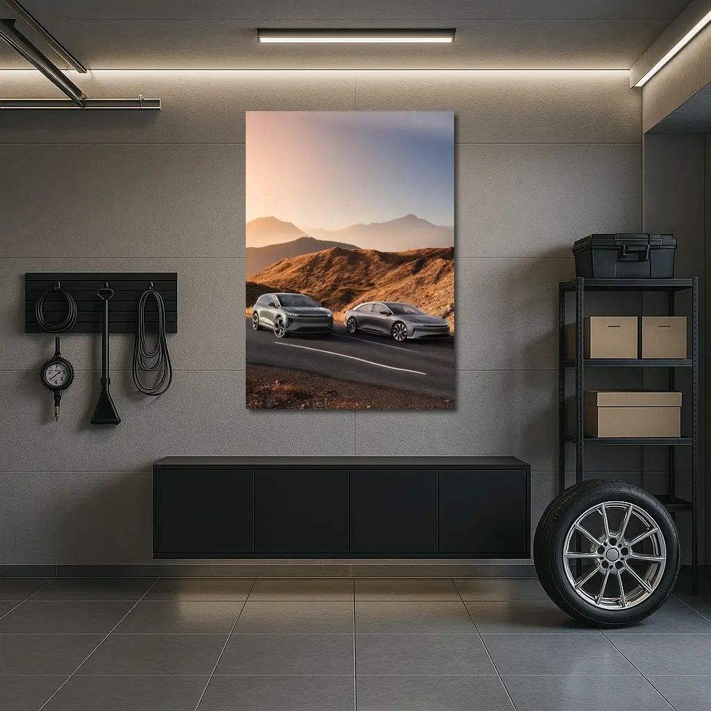 Lucid Air Gravity Duo Mountain Road Sunset – Wall Art