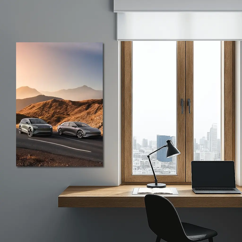 Lucid Air Gravity Duo Mountain Road Sunset – Wall Art