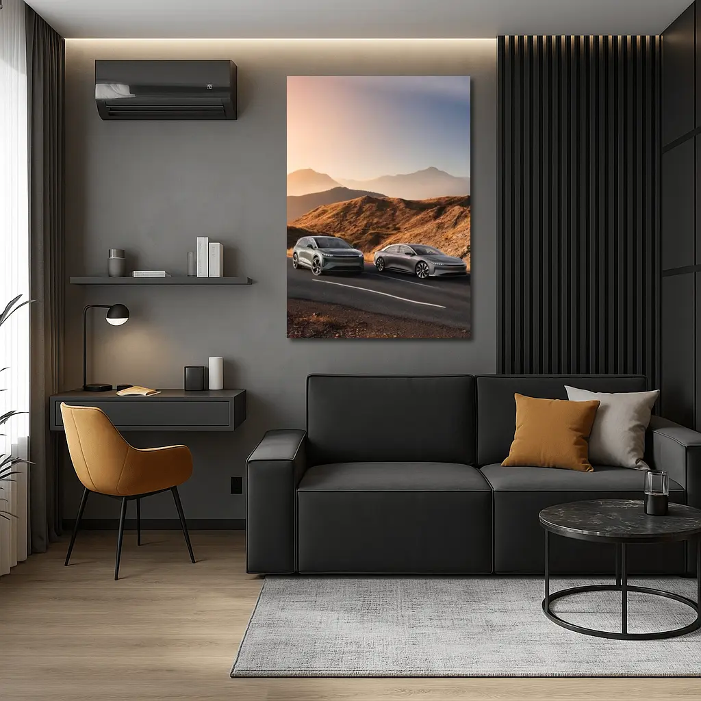 Lucid Air Gravity Duo Mountain Road Sunset – Wall Art