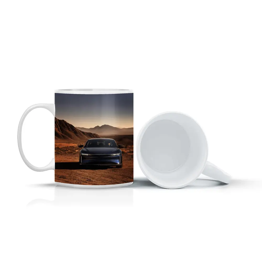 Lucid Air Blue Desert Mountains Background – Mugs