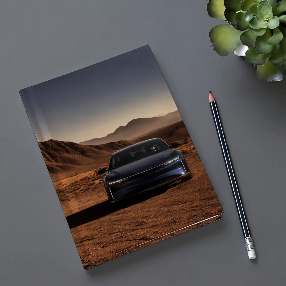 Lucid Air Blue Desert Mountains Background – Notebooks