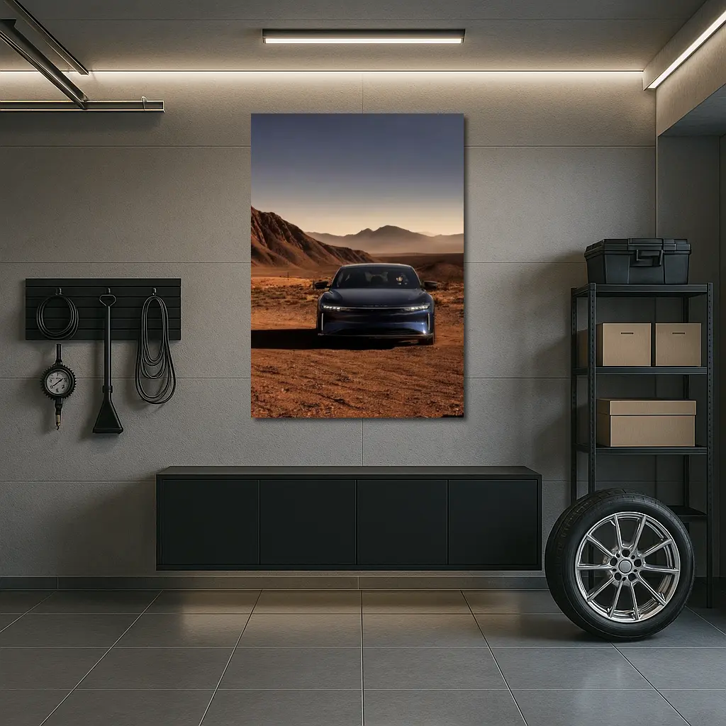 Lucid Air Blue Desert Mountains Background – Wall Art