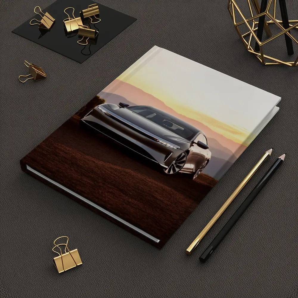Lucid Air Sedan Mountain Sunset Background – Notebooks