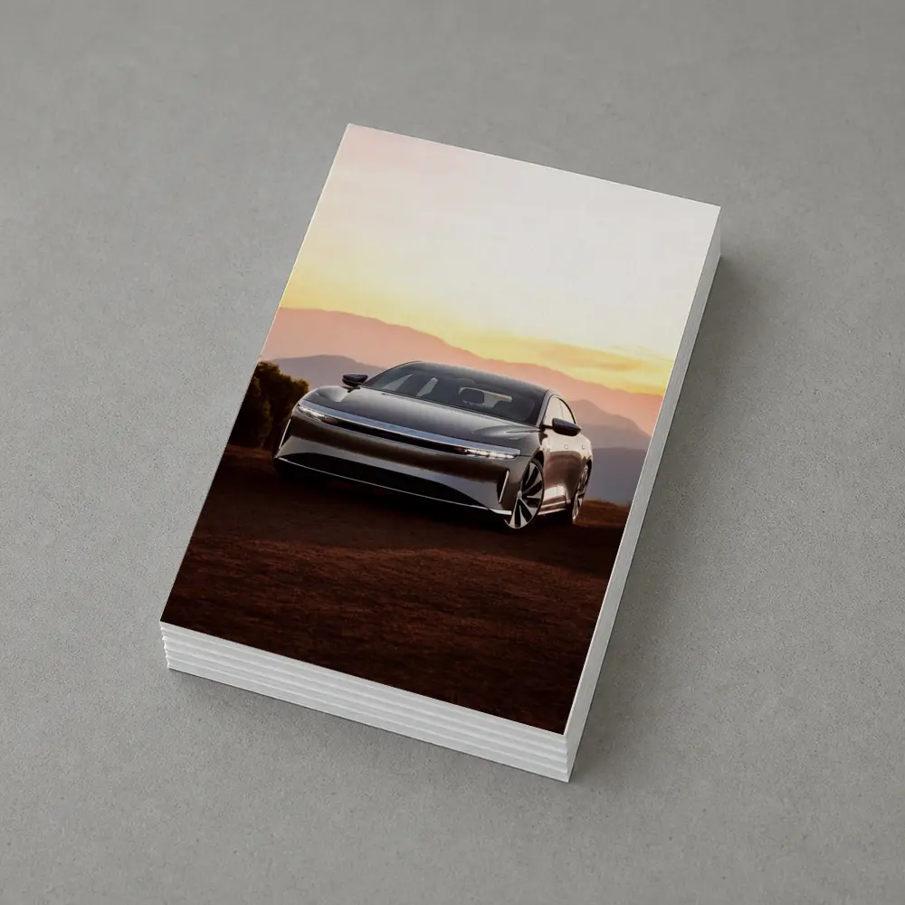 Lucid Air Sedan Mountain Sunset Background – Postcards