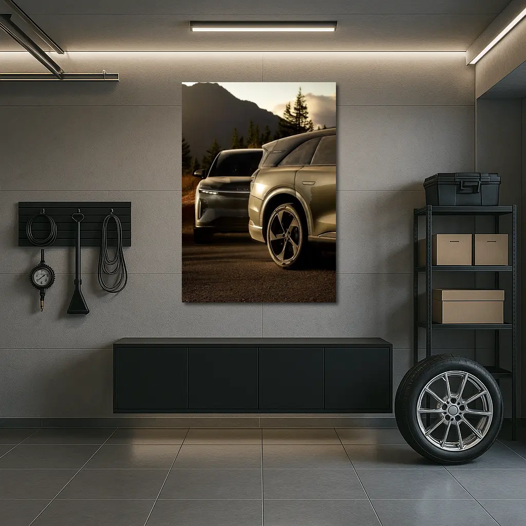 Lucid SUV Duo Mountain Sunset Road – Wall Art