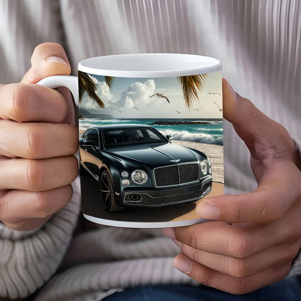 Bentley Mulsanne Parked on Tropical Beach – Mugs