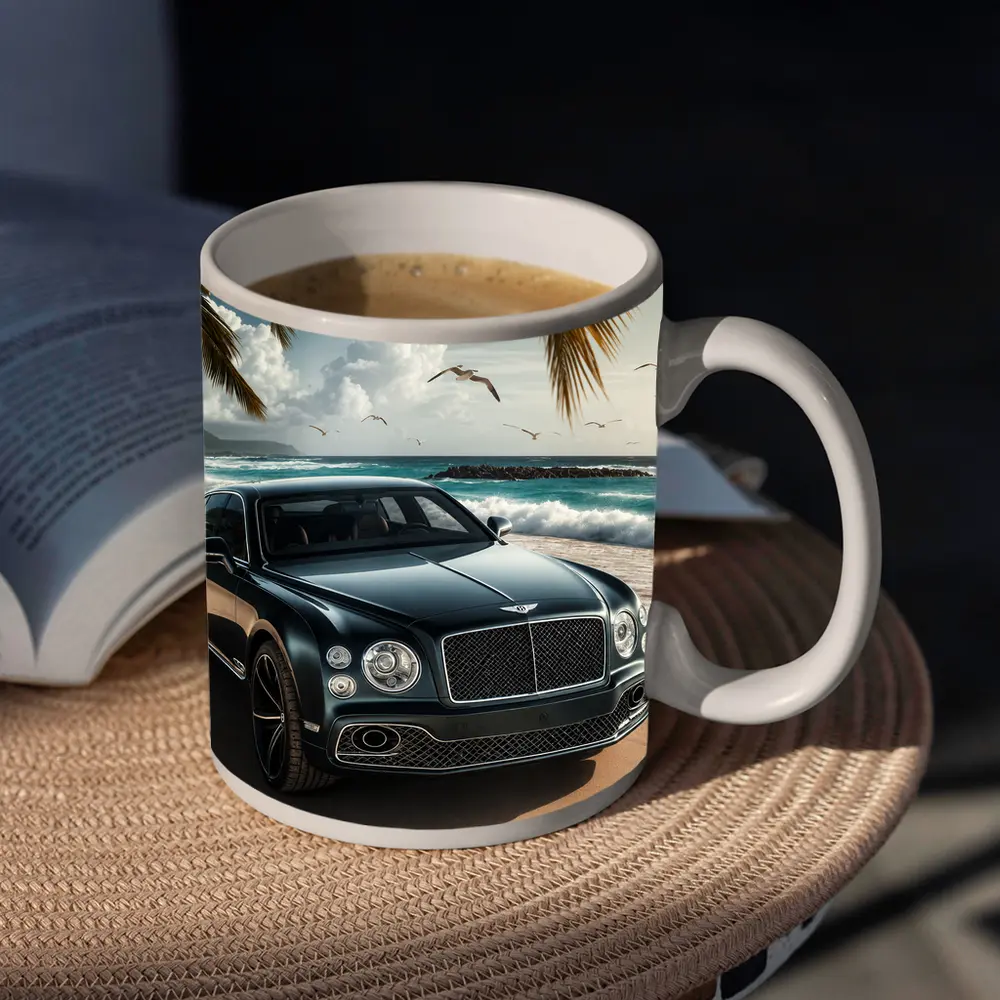 Bentley Mulsanne Parked on Tropical Beach – Mugs