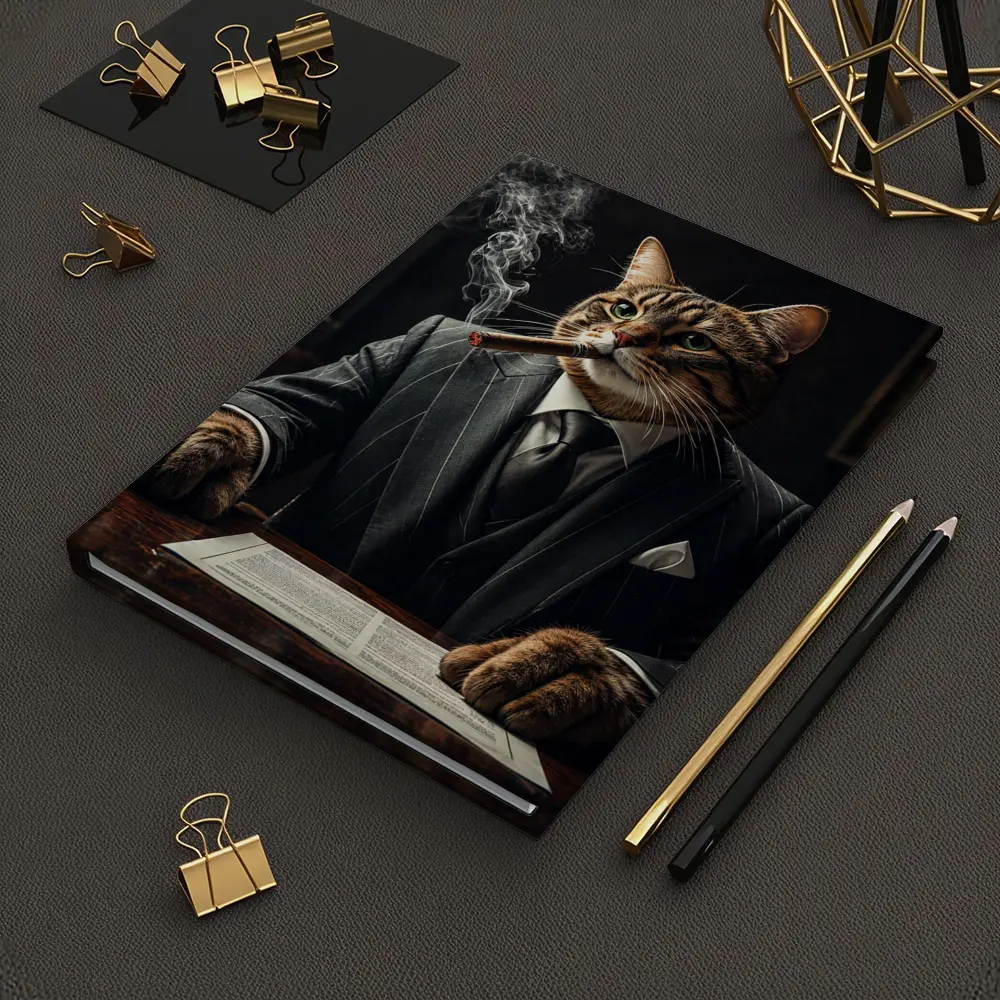Mafia Boss Cat Smoking Cigar Dark Room – Notebooks
