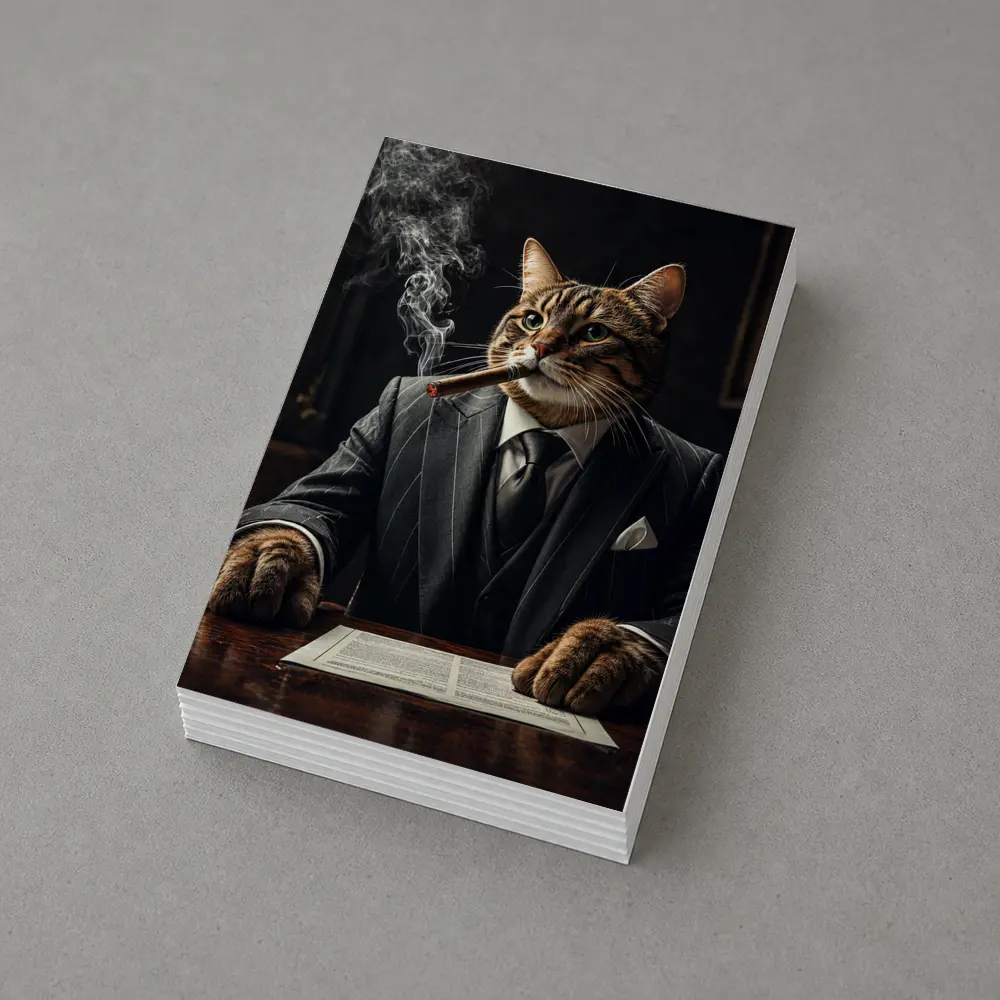 Mafia Boss Cat Smoking Cigar Dark Room – Postcards