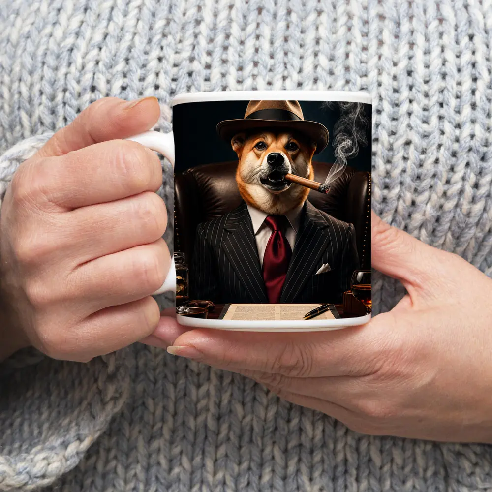 Mafia Boss Shiba Inu Dog Dark Office – Mugs