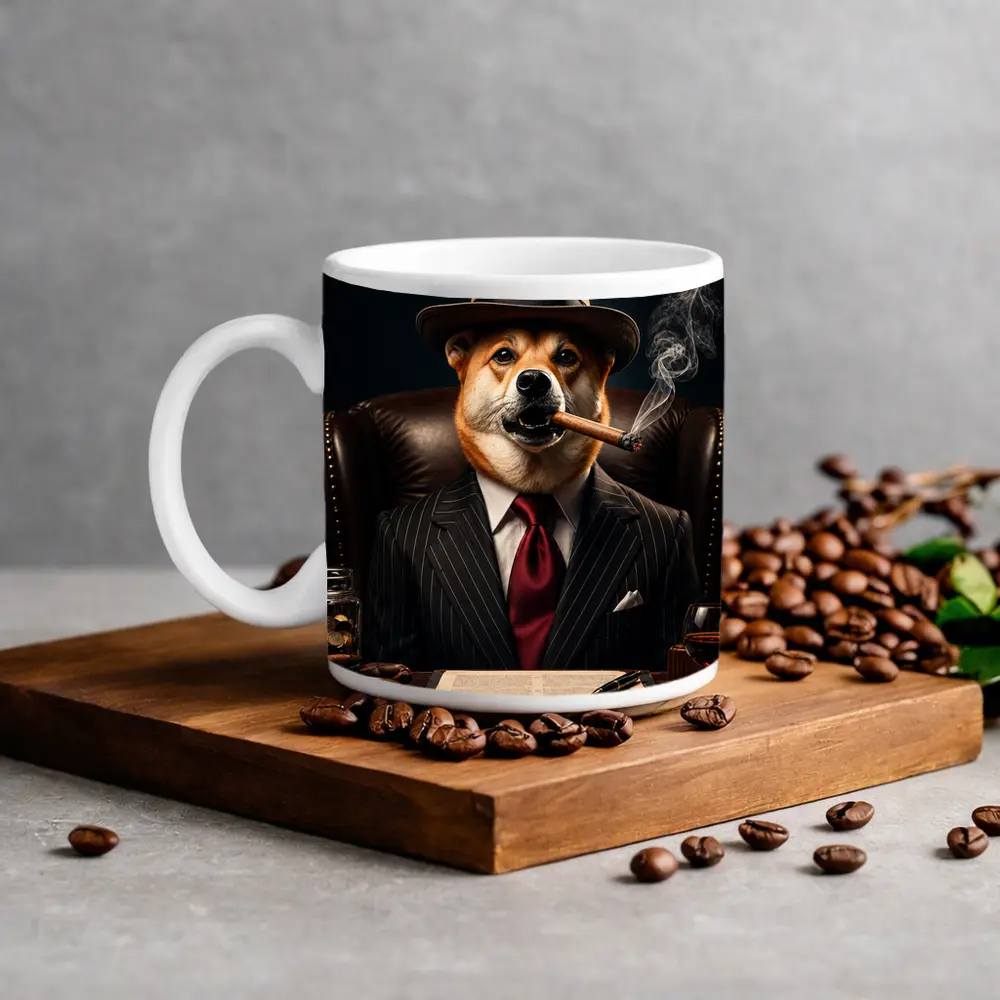 Mafia Boss Shiba Inu Dog Dark Office – Mugs