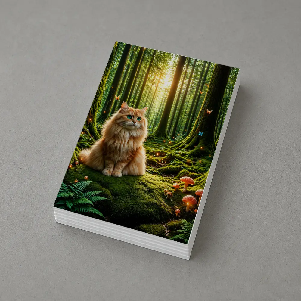Fluffy Orange Cat Enchanted Forest Mushrooms – Postcards