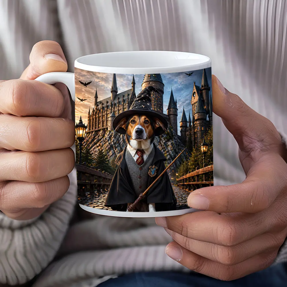 Beagle Wizard Dog at Hogwarts Castle – Mugs