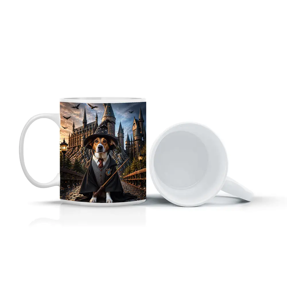 Beagle Wizard Dog at Hogwarts Castle – Mugs