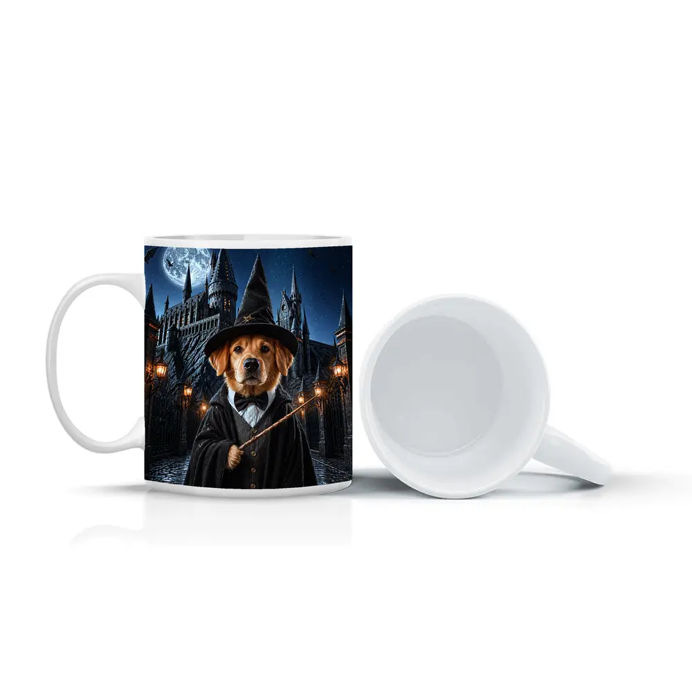 Golden Retriever Wizard Dog Castle Night – Mugs