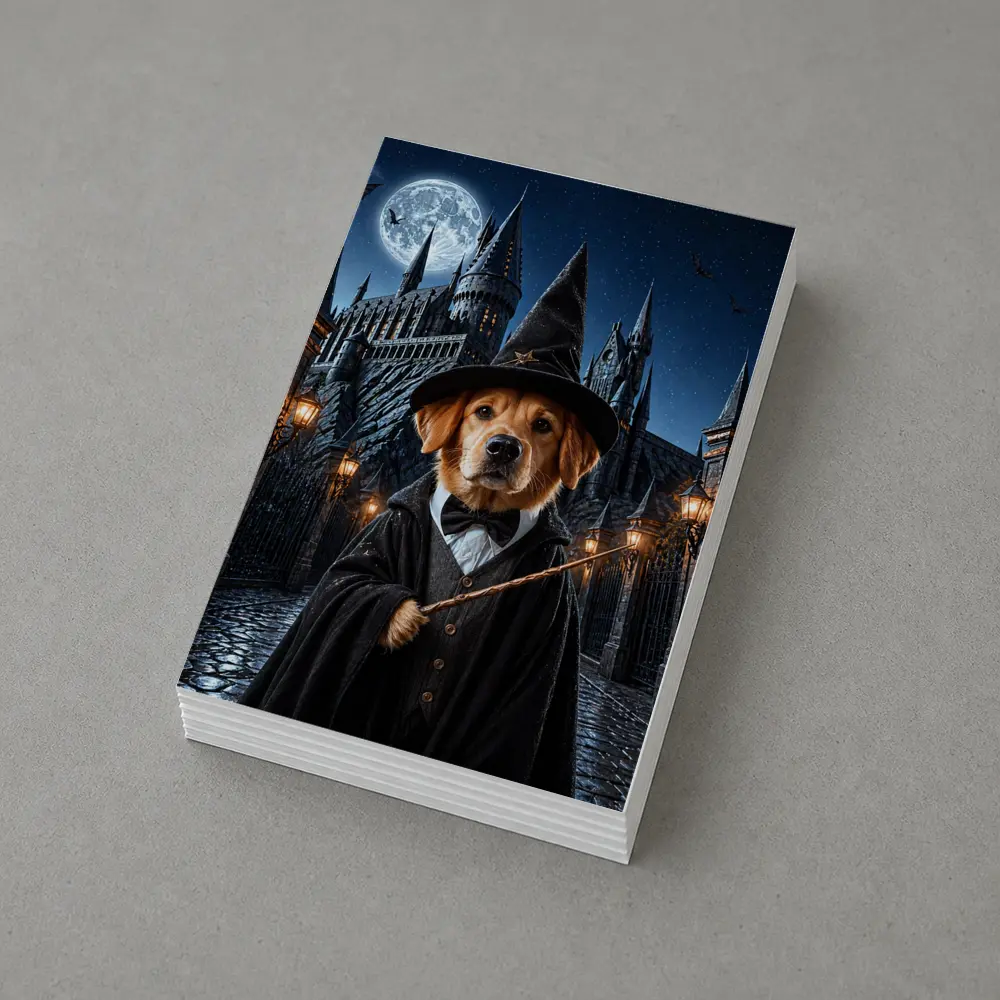 Golden Retriever Wizard Dog Castle Night – Postcards
