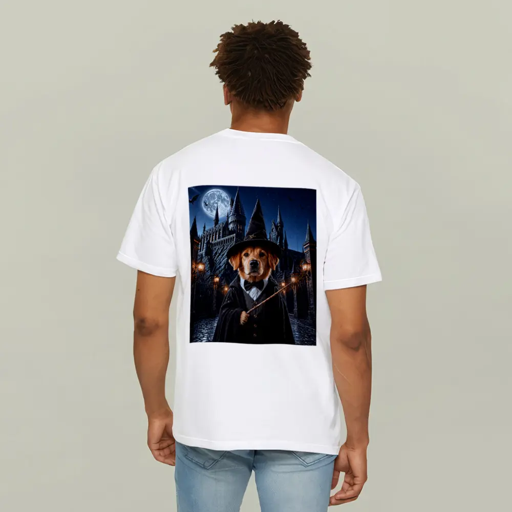 Golden Retriever Wizard Dog Castle Night – T-Shirts