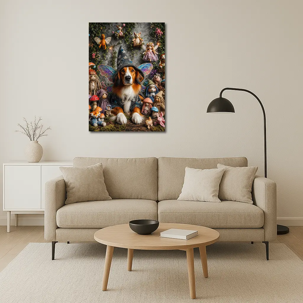 Wizard Dog With Fairy Wings Fantasy Setting – Wall Art