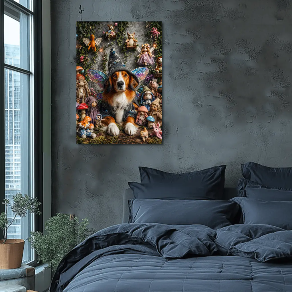 Wizard Dog With Fairy Wings Fantasy Setting – Wall Art