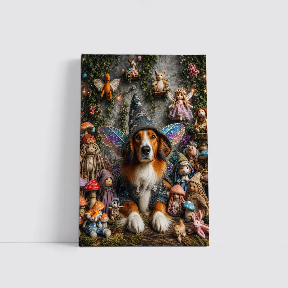 Wizard Dog With Fairy Wings Fantasy Setting – Wall Art