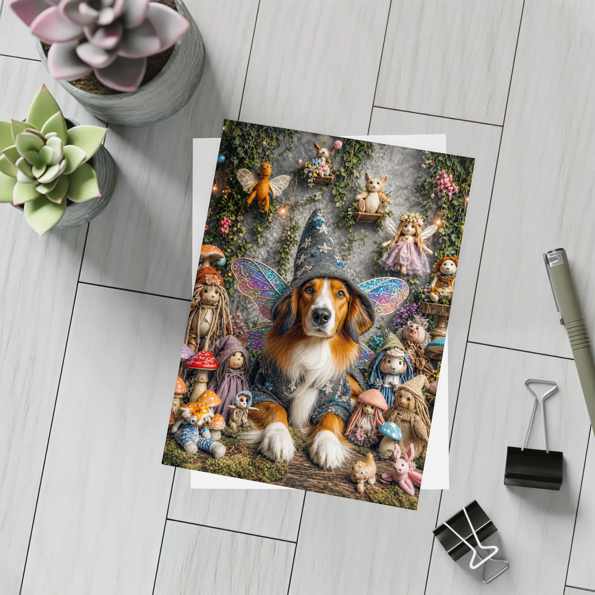 Wizard Dog With Fairy Wings Fantasy Setting – Postcards