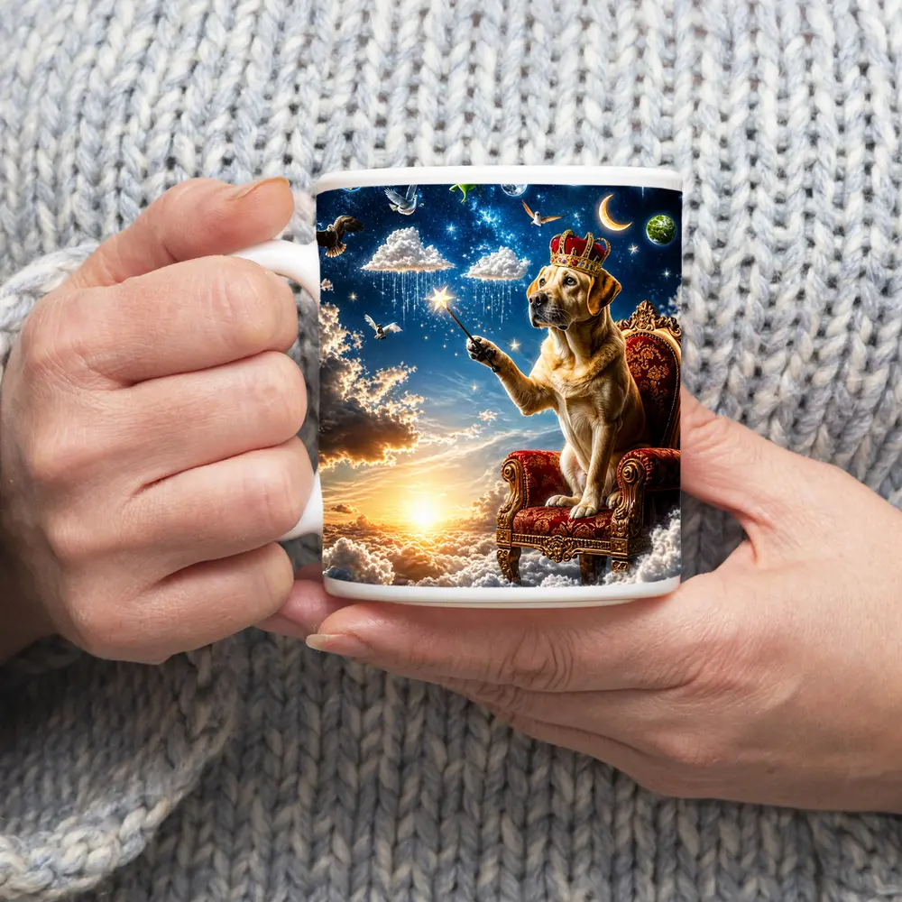 Labrador Retriever King on Cloud Throne – Mugs