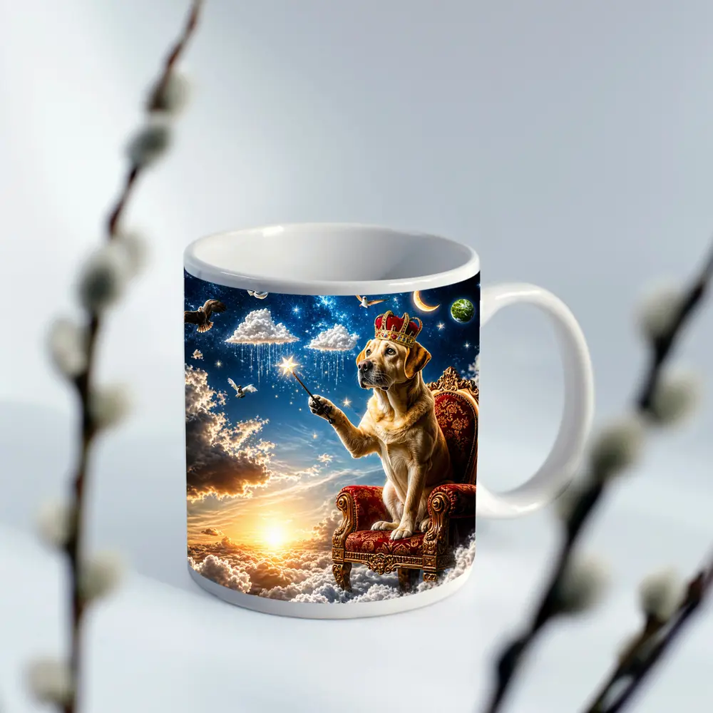 Labrador Retriever King on Cloud Throne – Mugs