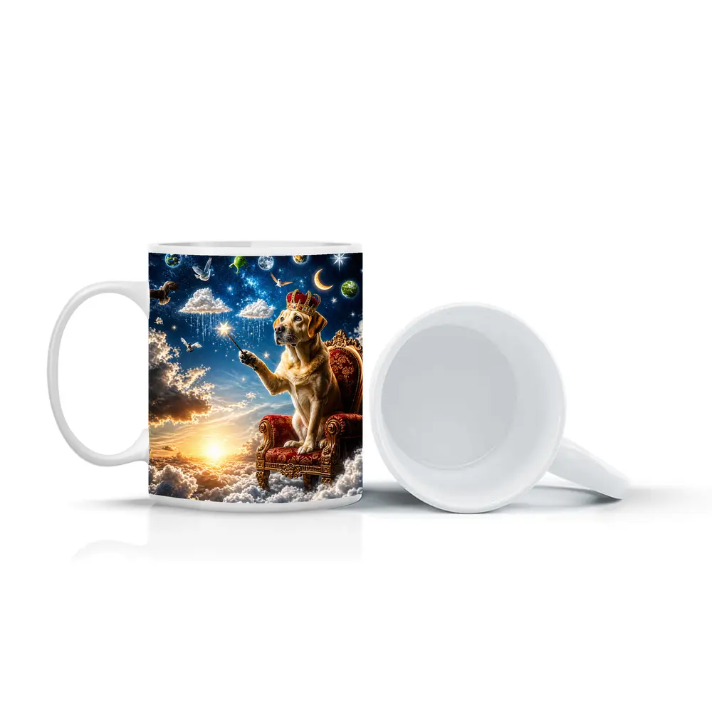 Labrador Retriever King on Cloud Throne – Mugs