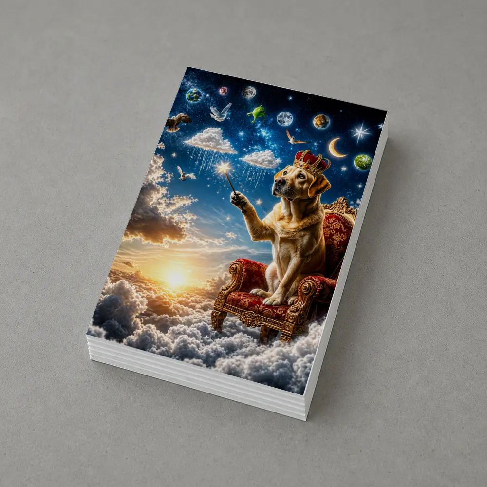 Labrador Retriever King on Cloud Throne – Postcards