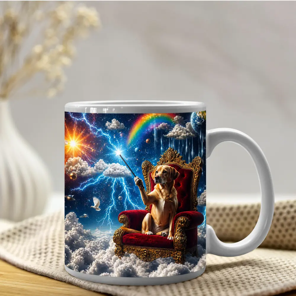 Labrador Dog on Royal Throne Cosmic Sky – Mugs