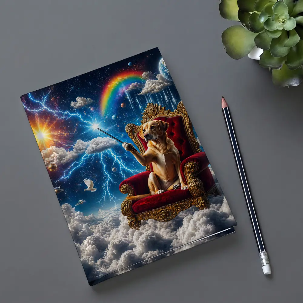 Labrador Dog on Royal Throne Cosmic Sky – Notebooks