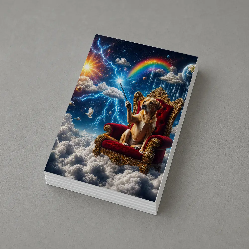 Labrador Dog on Royal Throne Cosmic Sky – Postcards