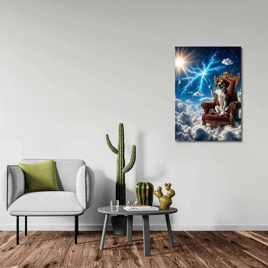 Beagle Dog Wizard Throne Sky Lightning – Wall Art