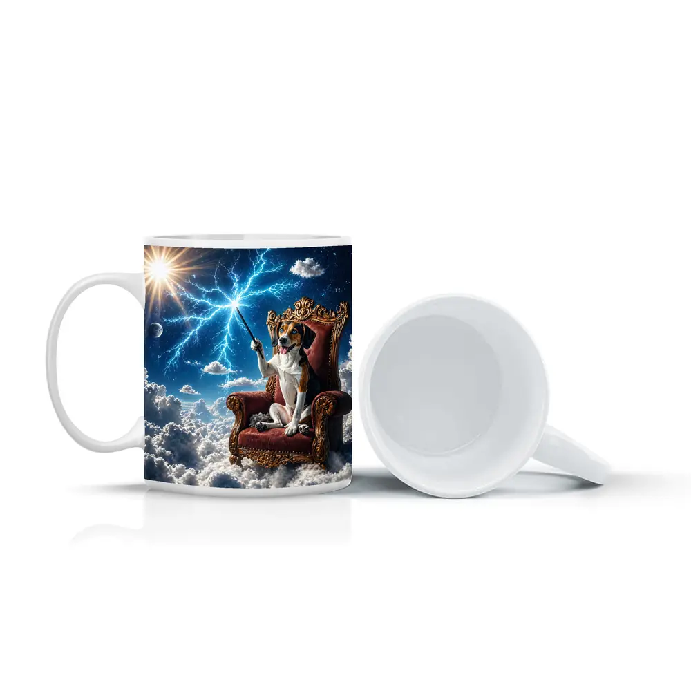 Beagle Dog Wizard Throne Sky Lightning – Mugs