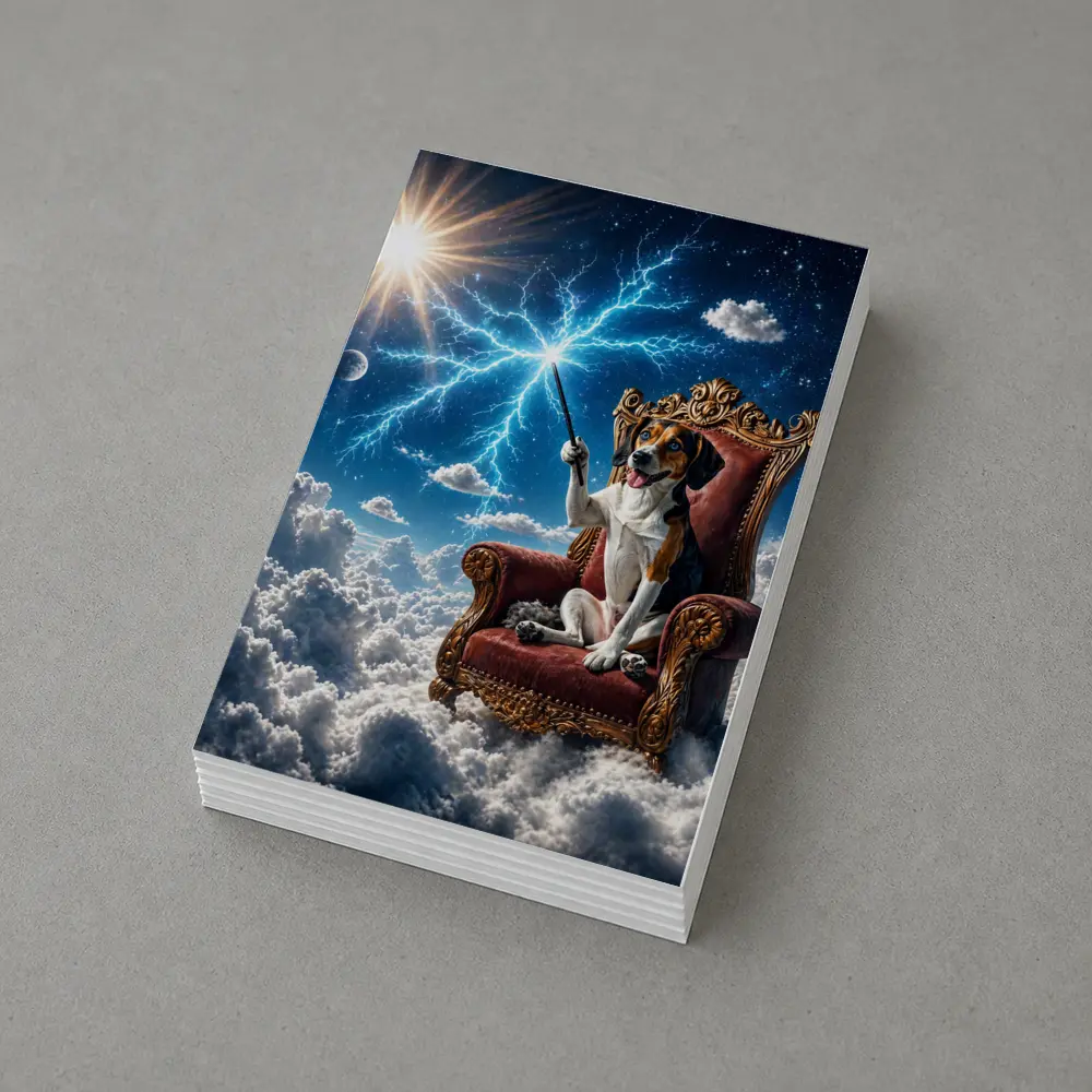 Beagle Dog Wizard Throne Sky Lightning – Postcards