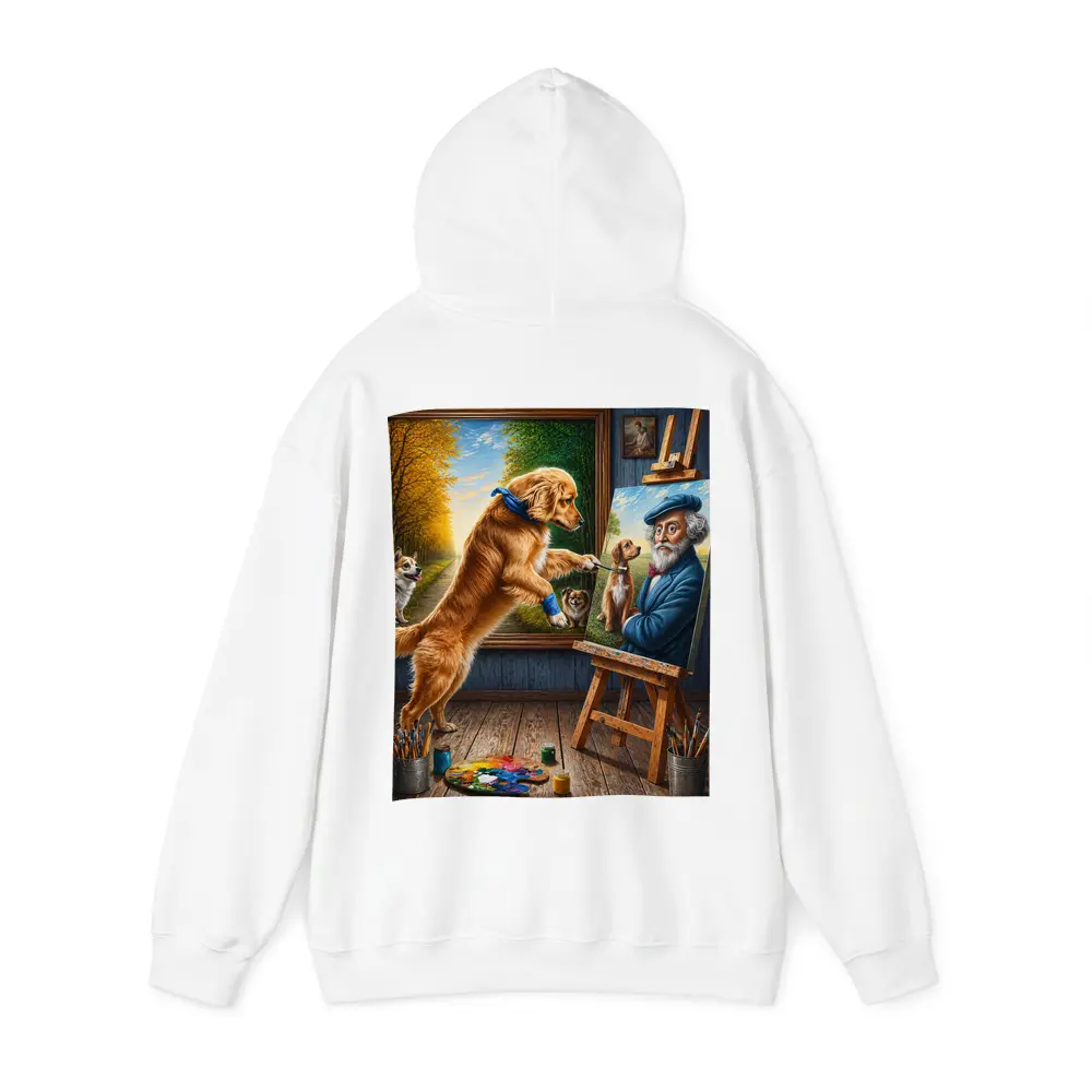 Golden Retriever Painting Artist Studio Scene – Hoodies