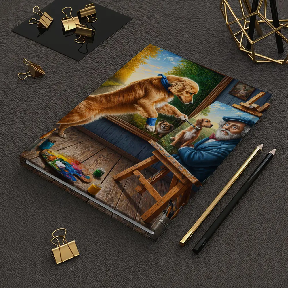 Golden Retriever Painting Artist Studio Scene – Notebooks