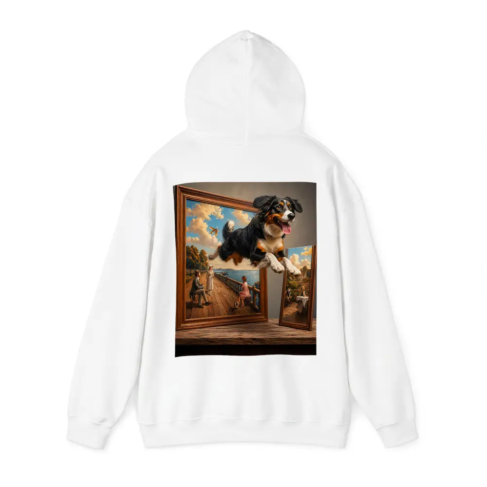 Bernese Mountain Dog Leaping From Classic Painting – Hoodies