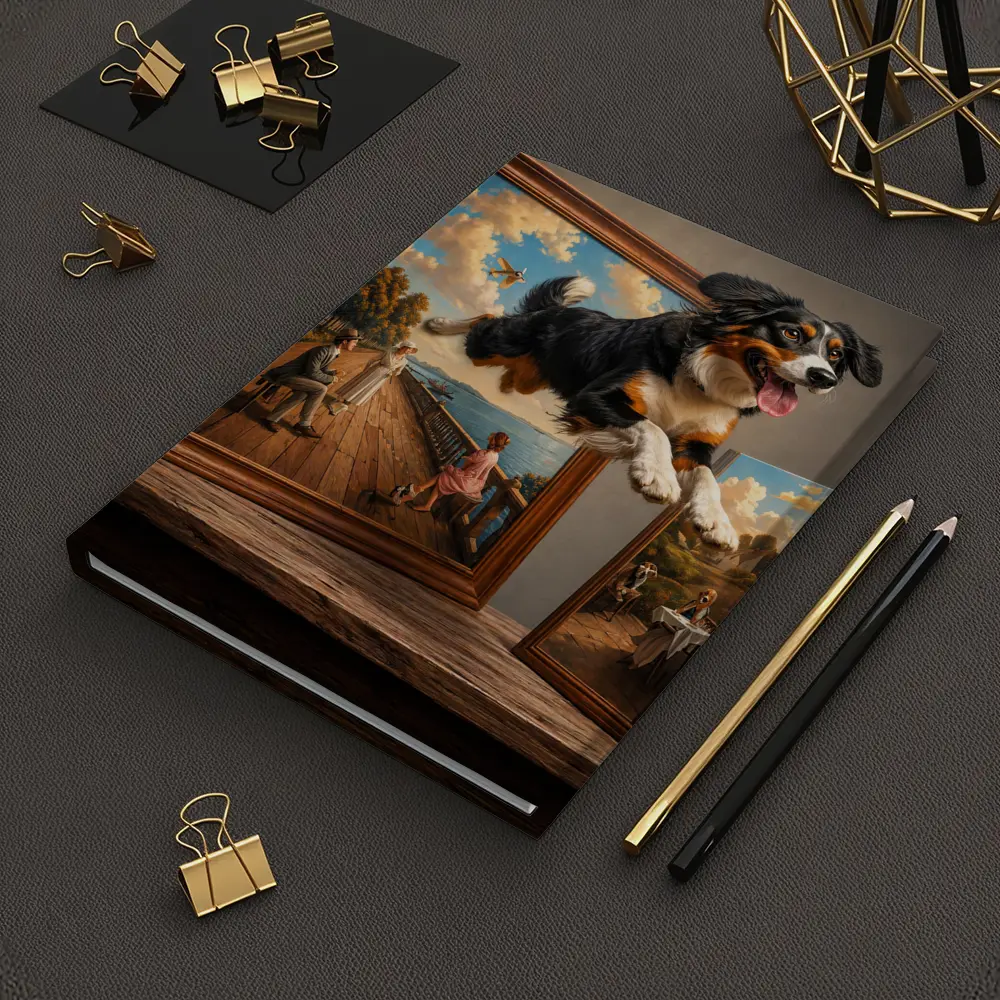 Bernese Mountain Dog Leaping From Classic Painting – Notebooks