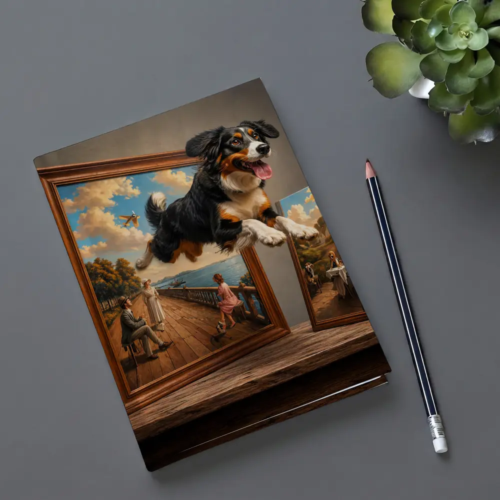 Bernese Mountain Dog Leaping From Classic Painting – Notebooks