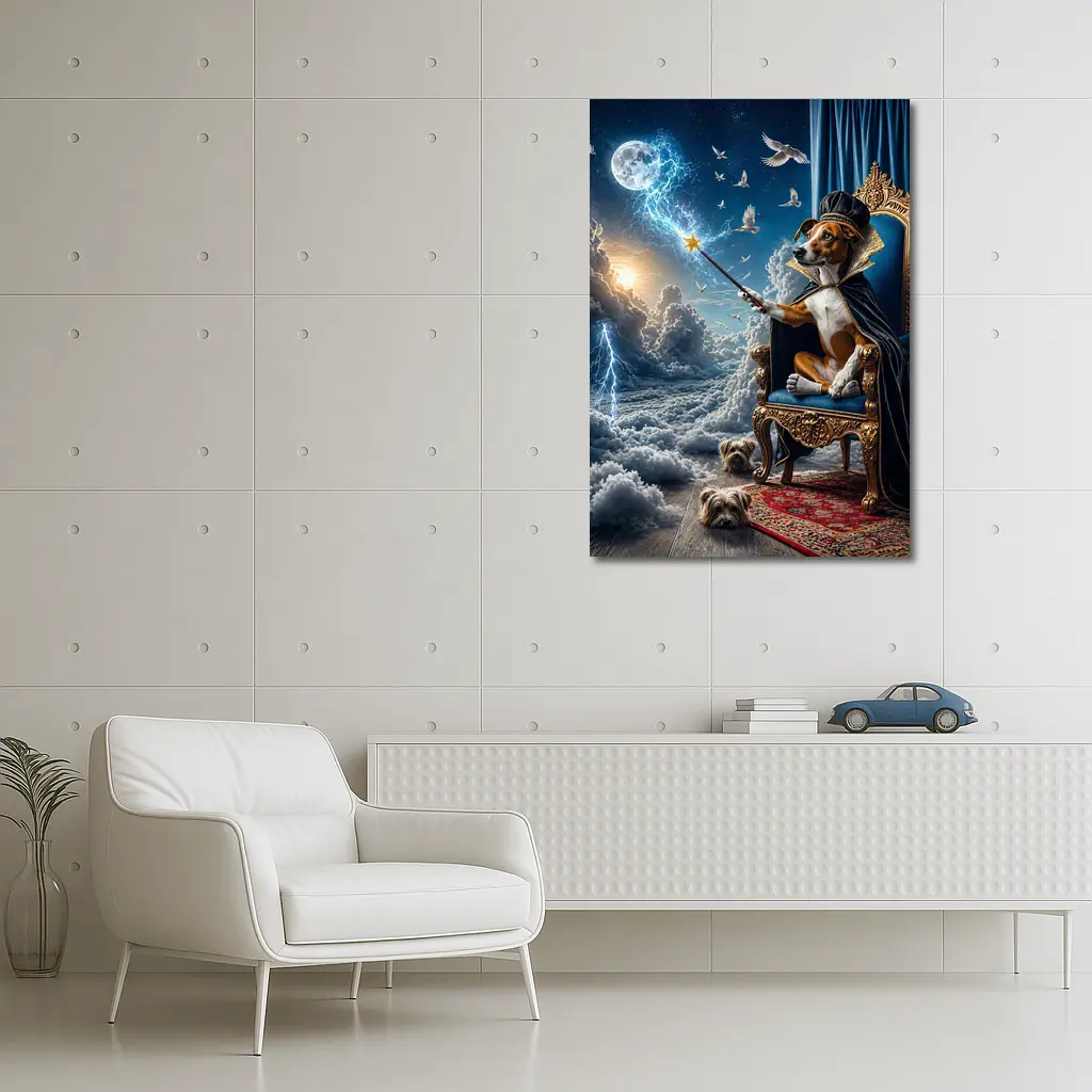 Wizard Dog King Commanding Lightning Storm – Wall Art