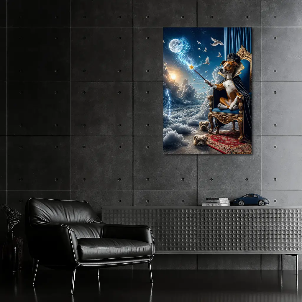 Wizard Dog King Commanding Lightning Storm – Wall Art
