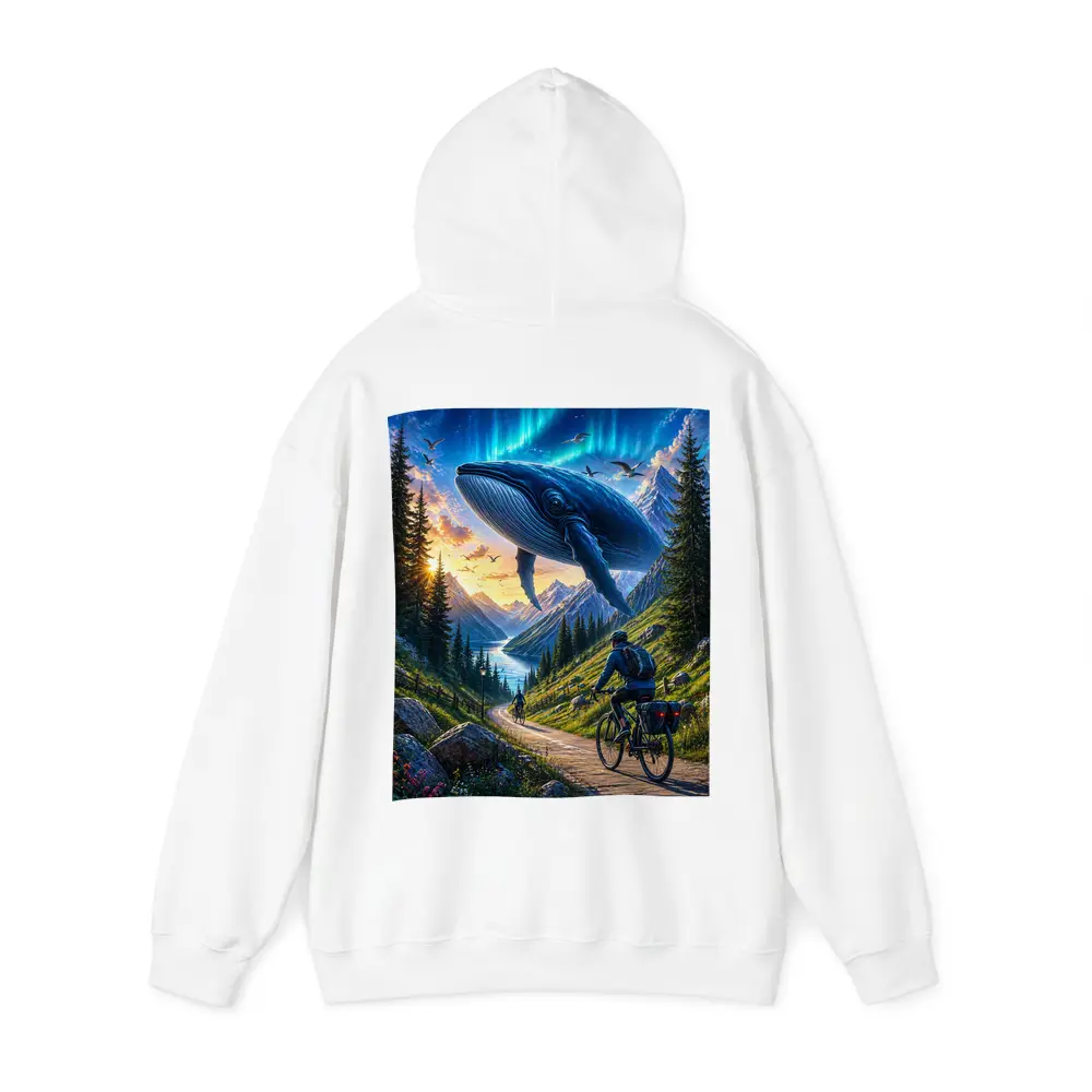 Giant Whale Flying Over Mountain Bicycle Path – Hoodies