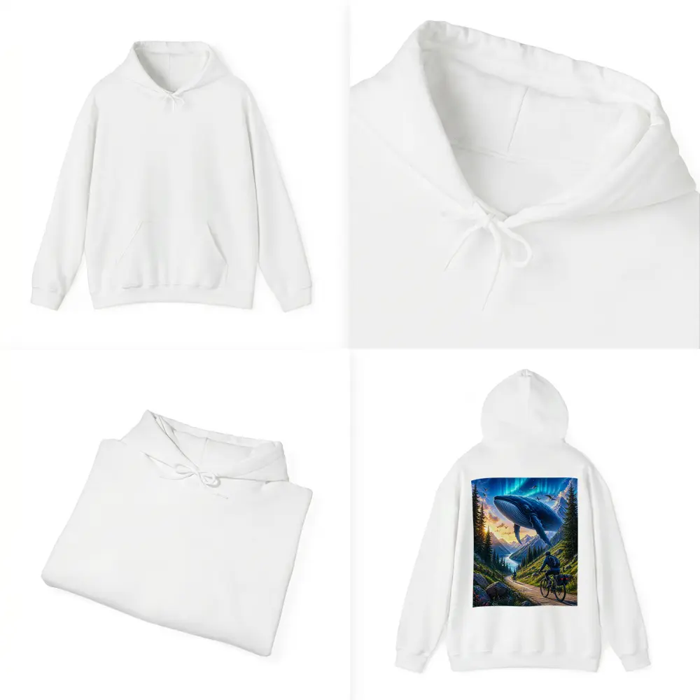 Giant Whale Flying Over Mountain Bicycle Path – Hoodies