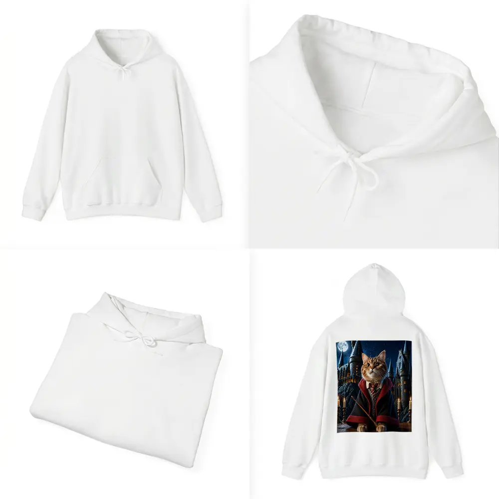Wizard Cat in Hogwarts Castle Night – Hoodies
