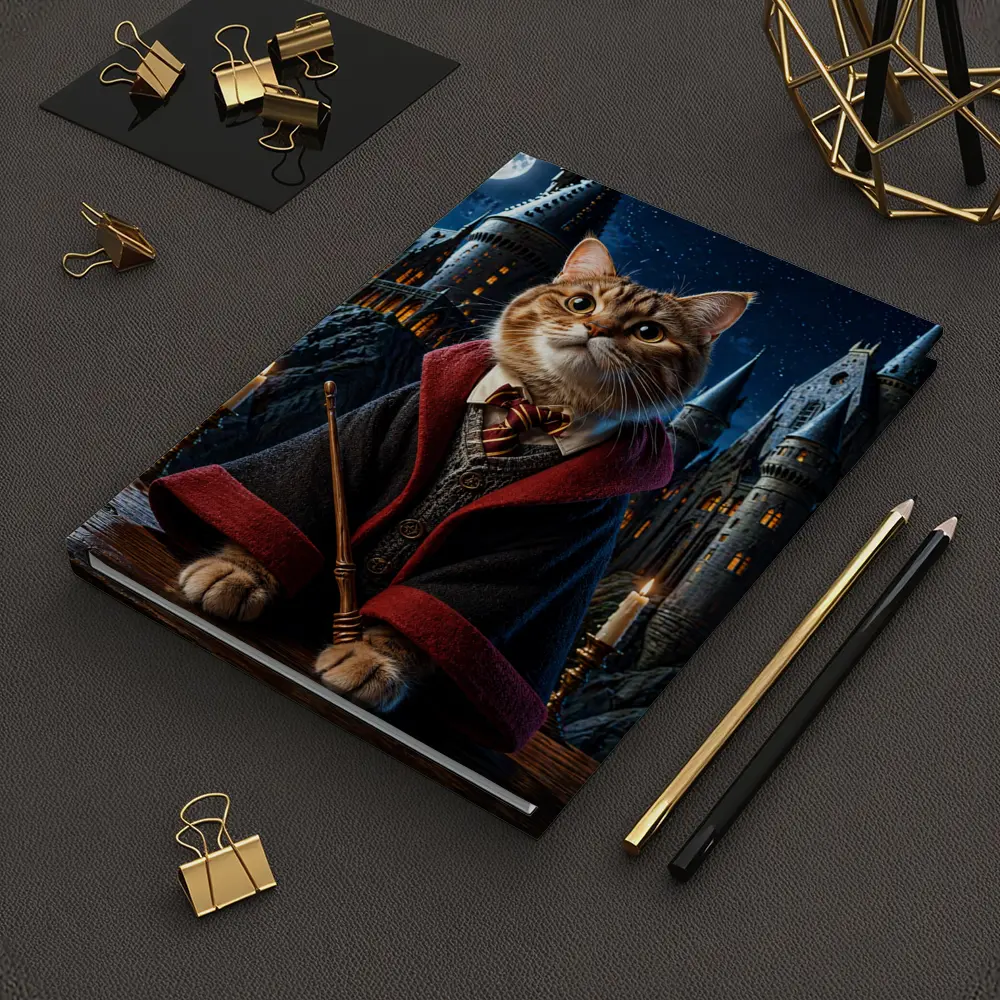 Wizard Cat in Hogwarts Castle Night – Notebooks