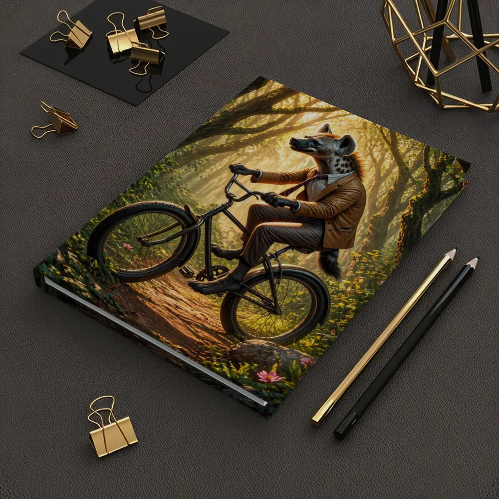 Hyena In Suit Riding Bicycle Forest – Notebooks