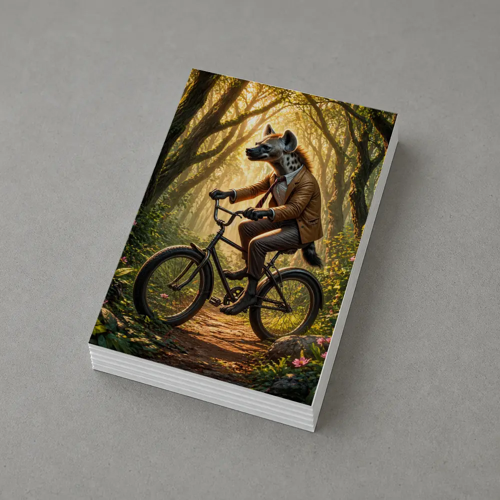 Hyena In Suit Riding Bicycle Forest – Postcards