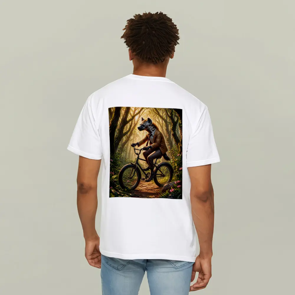 Hyena In Suit Riding Bicycle Forest – T-Shirts